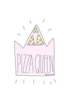 a pink bag with pizza on it and the words pizza queen written in large letters