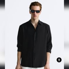 Modal Blend Shirt Zara Mens Size Small $ 49.90 Relaxed Fit Shirt Made Of Modal Blend Fabric. Italian Collar And Long Sleeves With Buttoned Cuffs. Front Button Closure. Black | 4147/167 Brand New, Never Worn! Firm Price Will Ship Same/Next Day! Summer Business Button-up Tops, Modern Black Summer Shirt, Modern Business Shirt For Summer, Modern Black Tops For Business Casual, Relaxed Fit Black Business Shirt, Black Relaxed Fit Shirt For Business, Black Slim Fit Top For Semi-formal Occasions, Black Long Sleeve Business Tops, Classic Summer Business Tops