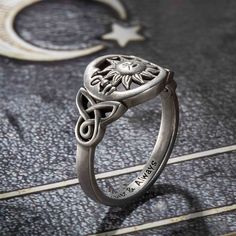 [FROM DESIGNER]: Celtic knots are a distinctive Irish tradition, symbolizing luck, friendship, and strength. The sun and moon on the ring symbolize pure, eternal love, as eternal as the sun and the moon. The inner ring can be customized with lettering content to meet all your needs!
[HIGH QUALITY]: Made of sterling silver, quality assurance, fine workmanship, clear lettering, and comfortable hand feel.
[GIFT OCCASSIONS]: A suitable gift for mothers, daughters, wives, and good friends, hope that Spiritual Sun And Moon Design Promise Ring, Bohemian Adjustable Ring With Sun And Moon Design, Adjustable Bohemian Rings With Sun And Moon Design, Bohemian Adjustable Sun And Moon Rings, Bohemian Sun And Moon Design Ring, Moon And Sun Ring, Celtic Triquetra, Sun Ring, Celestial Ring