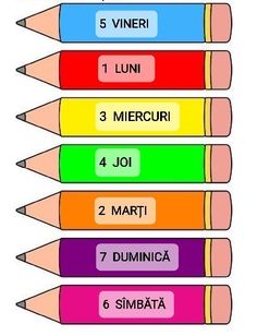 colored pencils with the names of different colors in each one's writing area