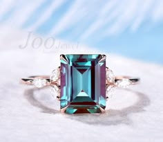 Main Ring: 7x9mm emerald cut Lab alexandrite. Marquise 1.5x3mm moissanites. The band width is about 1.5mm. Material Metal: 925 sterling silver, Solid 14k/18k gold,platinum PLEASE choose silver or platinum if you are allergic to nickel. This jewelry is made to order, it can be made with any gemstone/metals. 2-3 weeks to finish. Default Shipping method is usps. 30 days non-hassle return policy.For returned items,there may be handcrafting and shipping fee deducted. Rings Alexandrite, Emerald Cut Alexandrite Ring, Alexandrite White Gold Ring, June Birthstone Ring Alexandrite, Alexandrite Jewelry Antique, Birthstone Engagement Rings, Rose Gold Moissanite Ring, June Birthstone Ring, Opal Wedding Rings