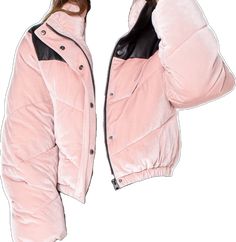 Pink Puffer Jacket With Padded Collar, Pink Long Sleeve Puffer Jacket With Padded Collar, Winter Pink Outerwear With Padded Collar, Trendy Pink Outerwear With Padded Collar, Winter Pink Padded Collar Outerwear, Pink Puffer Jacket With Padded Collar For Spring, Pink Spring Puffer Jacket With Padded Collar, Pink Padded Collar Winter Outerwear, Spring Pink Puffer Jacket With Padded Collar