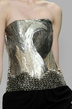 Iridescent Fabric, Hand Beaded Embroidery, Collection Couture, Metallic Embroidery, Couture Embroidery, Thierry Mugler, Embroidery Dress