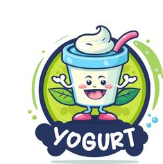 yogurt logo with cartoon character