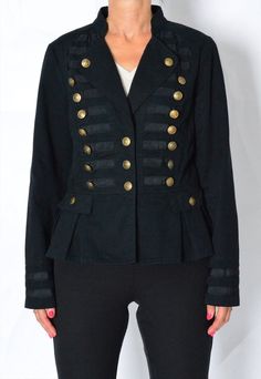 Y2K Black Dramatic Gothic Blazer Jacket Marked size: M Estimated Size: M Bust: 37.1 In (94 cm) Jacket length: 22.5 In (57 cm) Sleeve length: 24.5 In (62 cm) Shoulder to shoulder: 15.4 In (39 cm) Material: shell: cotton, lining: poly Model is 170cm (5'5) size S/M. 🥦 Help others and others will help you 🔑 Be sure to contact us with any questions :) Follow us on Facebook (fb.com/magicxkale) and IG - magicxkale Black Winter Outerwear With Epaulettes, Black Long Sleeve Outerwear With Epaulettes, Black Military Outerwear With Epaulettes, Winter Blazer With Epaulettes Long Sleeve, Winter Outerwear With Epaulettes And Long Sleeves, Winter Long Sleeve Outerwear With Epaulettes, Military Style Outerwear With Epaulettes For Fall, Winter Workwear Outerwear With Epaulettes, Military Outerwear With Epaulettes For Fall