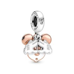 This Disney Mickey Mouse Double Dangle Charm is the perfect reminder to always be yourself and trust in who you are. Hand-finished in sterling silver and 14K rose gold plating, this charm features Disney's Mickey Mouse peeking through his hands, with two separate elements of the charm that allow him to lift his hands away from his eyes and come out from hiding. Decorated with white enamel details and an engraving on the back that reads "Be yourself", wear yours as a celebration of your individua Pandora Mickey Mouse, Pandora Disney Collection, Charms Disney, New Pandora Charms, Pandora Charms Disney, Pandora Collection, Disney Charms, Charms Pandora, Pandora Disney