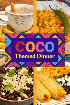 Coco Themed Dinner Menu Items Coco Food Ideas, Disney Movie Themed Dinner Ideas, Disney Movie Food Recipes, Family Movie Night Dinner Ideas, Disney Themed Meals, Disney Movie Recipes, Movie Themed Food, Disney Recipes From Movies, Themed Dinner Nights