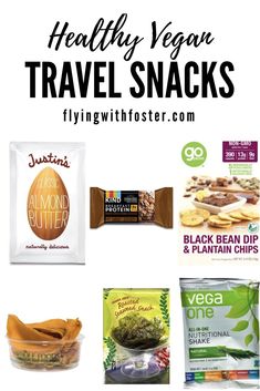 healthy vegan travel snacks with text overlay