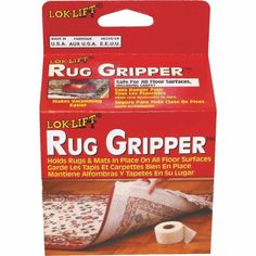 the packaging for rug gripper tape is shown in front of it's package