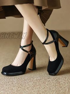 Sku CY-!125854 Material Suede , Imitation Leather , PU Feature Square-Toe , Buckle Occasion Casual , Leisure Fashion Seasons Spring , Summer , Autumn Type Mary Janes Heels Height Super High (8cm-up) Color BLACK,DARK BROWN Size US 6 | EU 36 2/3 | UK 4 | CN 36,US 6.5-7 | EU 37 1/3 | UK 4.5 | CN 37,US 7.5 | EU 38 | UK 5| CN 38,US 8 | EU 38 2/3 | UK 5.5 | CN 39 Black Ankle Strap Heels For Fall, Black Heels For Office In Fall, Black Heels For Office Wear In Fall, Black Office Heels For Fall, Black Heels For Office Spring Season, Black Office Heels For Spring, Black Faux Leather Office Heels, Black Faux Leather Heels For Spring, Black Faux Leather Spring Heels