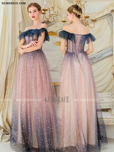 Princess Style Off-shoulder Party Dress, Princess Style Strapless Ball Gown For Party, Pink Off-shoulder Ball Gown For Prom Season, Off-shoulder Pink Ball Gown For Prom Season, Pink Off-shoulder Ball Gown For Prom, Blue Glitter Tulle Ball Gown For Prom, Pink Off-shoulder Evening Dress For Debutante Ball, Off-shoulder Tulle Evening Dress For Debutante Ball, Off-shoulder Princess Prom Dresses