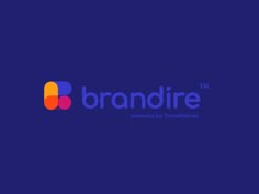 the brandfire logo on a blue background with an orange and purple circle in the center