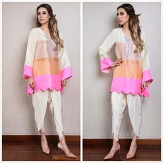 Zehra Saleem on Instagram: “This Summer's chicest kurtas are now available for order😍 #eidcollection2017 #classyandchic #colorblocksilk” New Kurti Designs 2020 Latest, Crepe Outfit, Zehra Saleem, Tulip Pants, New Kurti Designs, New Kurti, Pakistani Fashion Casual, Styles Women, Pakistani Dresses Casual