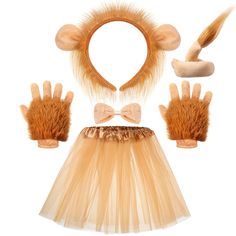 an image of a costume set with hair and gloves on it's headband