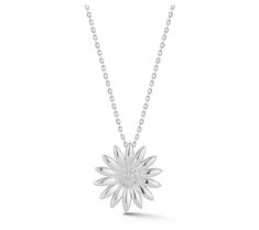 Take a style cue from the garden with this delightful daisy pendant that adds sparkly allure to any ensemble. From Sterlina Silver. Elegant Daisy Shaped Jewelry, Elegant Daisy-shaped Gift Jewelry, Elegant Daisy Flower Charm Jewelry, Elegant Necklace With Sunflower Pendant, Elegant Sunflower Pendant Necklace, Elegant Silver Necklace With Sunflower Design, Elegant Sunflower Design Flower Pendant Jewelry, Elegant Sunflower Design Flower Necklace, Daisy Pendant