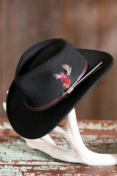 Our Billings hat is made from 100% wool for warmth, comfort and classic style. It is trimmed with a leather like band plus an accent feather. The hat features a 3-inch brim.  It is made to take everything you dish out.  Fold it, scrunch it, sit on it, stuff it into your coat pocket!  When you need your hat, just shake it back into its original shape.  And to make it even better, it's waterproof!  What more could you want? Imported. Fur Hats, Warcraft Art, Coat Pocket, Men's Hats, Western Hats, News Boy Hat, Women's Hats, Fur Hat, Hat Band