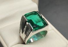 Premium Quality 15 Carat Lab Created Green Emerald Sterling Silver 925 Handmade Channel Set Ring, Fashion Jewelry Mens Emerald Ring, Luxury Handmade Emerald Ring For Formal Occasions, Handmade Luxury Emerald Ring For Formal Occasions, Luxury Silver Emerald Rectangular Ring, Luxury Silver Rectangular Emerald Ring, Handmade Sterling Silver Emerald Ring For Formal Occasions, Gents Ring Design, Mens Emerald Rings, Channel Set Rings