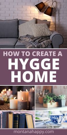 5 pictures of home - couch / candles / plants / books / tea cups Hygge Inspiration, Hygge Interior, Hygge Aesthetic, Hygge Home Decor, Hygge Ideas, Cozy Lifestyle