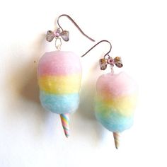 Rainbow Cotton Candy Earrings Carnival Cotton Candy Earrings Kawaii Jewelry Mini Food Jewelry Kitsch Carnival Cotton Candy, Rainbow Cotton Candy, Pinup Jewelry, Candy Earrings, Earrings Kawaii, Cotton Jewelry, Candy Jewelry, Hammered Hoop Earrings, Food Earrings