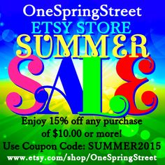 an advertisement for a summer sale with the words, one spring street etsy store