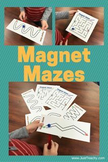 the book cover for magnet mazes is shown with pictures of letters and numbers on it