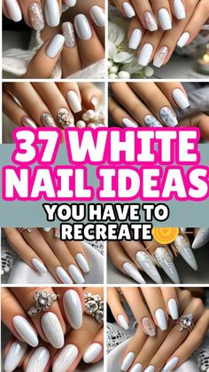 White Bridal Nails Wedding, Almond Nails For Work, Oval Medium Nails, Almond Shape French Tip Nails, Nail Ideas Oval, Nails In Almond Shape, Almond Shape French Tip, Chrime Nails, White Short Nails