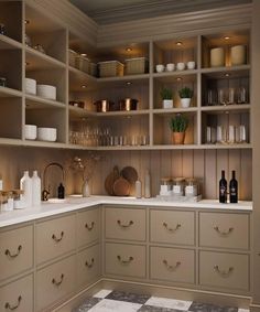 Pantry Drawer, Brass Shelving, Office Pantry, Pantry Drawers, Pantry Organisation, Drawer Labels, Butler’s Pantry, Butler Pantry, Butler's Pantry