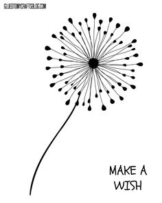 a dandelion with the words make a wish in black ink on white paper