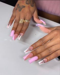 Cute Freestyle Nails, Freestyle Nails, Gel Toe Nails, Acrylic Nail Set, Red Acrylic Nails, Baddie Nails