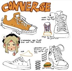 an image of converse shoes with different types of shoes on them and the words converse written in