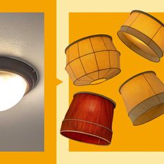 three lamps are shown with different shades of red and yellow on the bottom one light is turned off