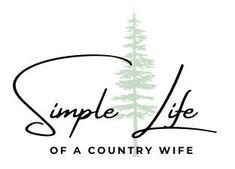 the logo for simple life of a country wife, with a pine tree in the background