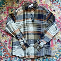 Nwt And Flaws. Lightweight Shirt. Offers Welcome. Bundle With Another Item And Save! Comment With Any Questions. Casual Yarn-dyed Button-up Flannel Shirt, Yarn-dyed Button-up Tops For Fall, Fall Season Yarn-dyed Button-up Tops, Fall Yarn-dyed Button-up Tops, Plaid Button-up Tops, Plaid Button-up Top For Casual Gatherings, Casual Plaid Linen Tops, Casual Yarn-dyed Shirt For Fall, Casual Fall Shirt With Buttons