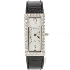 Skinny Black Leather Swarovski Crystal Watch with rectangle face made with genuine swarovski crystals and leather strap Rectangle Face, Crystal Watch, Crystal Watches, Swarovski Crystal, Leather Straps, Swarovski Crystals, Black Leather, Crystals, Leather