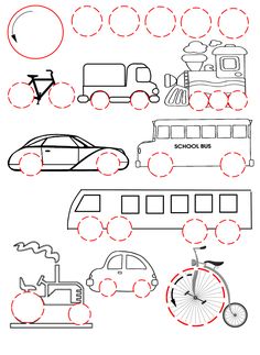 an image of cars and trucks that are in the shape of circles