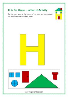 the letter h is for house printable worksheet with cut and pasted shapes