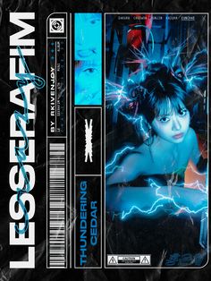 the back side of a cd cover with an image of a woman in blue light