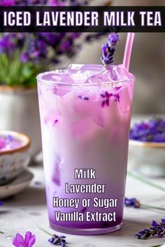 Lavender Milk Tea Recipe - A Creamy and Soothing Delight! Lavender Milk Tea, Drinks To Make At Home, Lavender Drink, Milk Tea Recipe, Lavender Milk, Turmeric Tea Recipe, Drinks To Make, Ginger Tea Recipe, Milk Tea Recipes