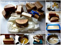 several pictures showing how to make natural honey soaps for babies and toddler's