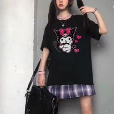 Brand New Size M Bust 36" Inches Black Casual School Tops, Casual Black Tops For School, Casual Black Hello Kitty Print Top, Cute Black Tops For School, Black Casual T-shirt For School, Kuromi Summer, Summer Tee, Womens Sizes, Tops & Tees