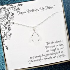 Friend Birthday Gift Wishbone Necklace Friendship message jewelry Gifts For Sister In Law, Necklace Sister, Sister In Law Birthday, Unique Gifts For Sister, Silver Jewelry Cleaner, Sister In Law Gifts, Wishbone Necklace, Lucky Charm Necklace, Lucky Jewelry