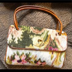 Vintage Koret Colorful Tapestry-Style Handbag Purse W/ Mirror & Coin Purse Leather Lined And Trimmed. Includes Coin Purse And Mirror. Inside Pocket. Excellent, Clean Condition. Measures 11" Wide X 9" High X 2" Deep With 6" Drop. Tapestry Handbags, Colorful Tapestry, Bags Vintage, Handbag Purse, Leather Purses, Inside Pocket, Burlap Bag, Coin Purse, Reusable Tote Bags