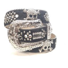 B.B. Simon Skull Pony Hair Crystal Belt - Dudes Boutique Bb Simon Belts, Bling Belts, Y2k Accessories, Crystal Belt, New Rock, Estilo Punk, Pony Hair, 2000s Fashion, Looks Style