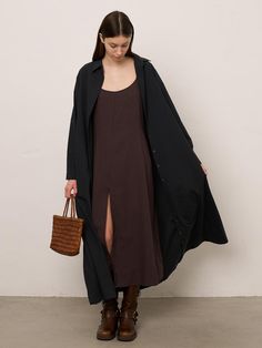 Composition : poly39% , linen 21% , rayon 17% , nylon 13% , cotton 10%Color : BROWN,BLACKCountry of Origin : KOREA Jumpsuit Dress, Slip Dress, Dress Outfits, Composition, Jumpsuit, The Originals, Clothes For Women, Dresses, Clothes