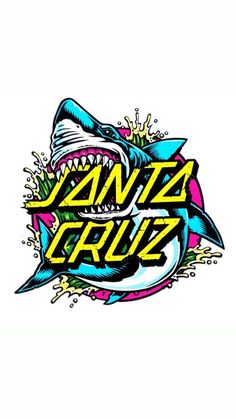 an image of a shark with the words santa cruz on it