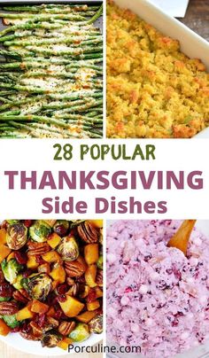 thanksgiving side dishes with text overlay that reads 28 popular thanksgiving side dishes