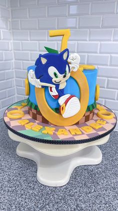 a sonic the hedgehog birthday cake on a table