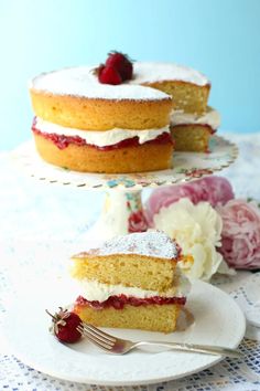 two pieces of cake sitting on top of plates