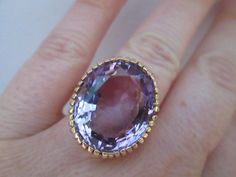 Large Amethyst Ring in 14K Gold Large Amethyst Ring, Purple Faceted Ring For Formal Occasions, Formal Faceted Purple Ring, Formal Purple Faceted Ring, Faceted Purple Amethyst Ring For Formal Occasions, Formal Faceted Purple Amethyst Ring, Purple Tone, Vintage Diamond Rings, Ring Ideas