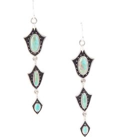 From Barse&#x2C; the Sterling Silver and Genuine Stone Turquoise Linear Earrings feature:Genuine turquoiseMetal: sterling silverClosure: french wire Approx. 3" longCrafted and finished by handImported. Linear Earrings, Sterling Silver Jewelry Earrings, French Wire, Genuine Turquoise, Accessories Jewelry Earrings, Artisan Craft, Dillard's, Jewelry Crafts, Sterling Silver Earrings